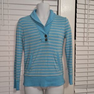 Banana Republic Factory Womens Blue and Gray Striped Pullover EUC Size S